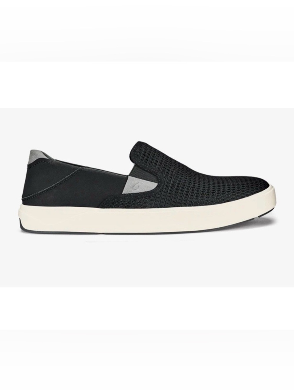 OluKai Men’s Black Mesh Slip-On with White Sole 10.5